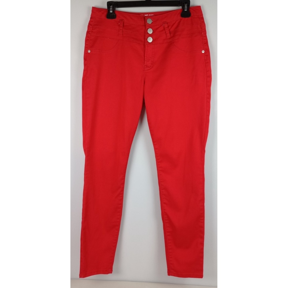No Boundaries NOBO Womens Jrs 15 Red 3 Button Mid Rise Skinny Jeans
